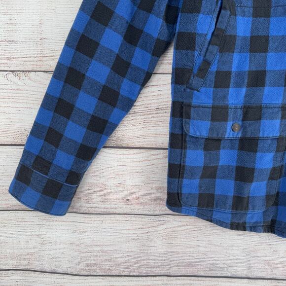 Levi's Lined Flannel Snap Down Shacket Jacket Men's Size Medium Blue/Black - Picture 5 of 15